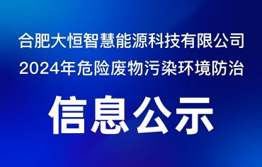 合肥大恒智慧能源科技有限公司2024年危险废物污染环境防治信息公示